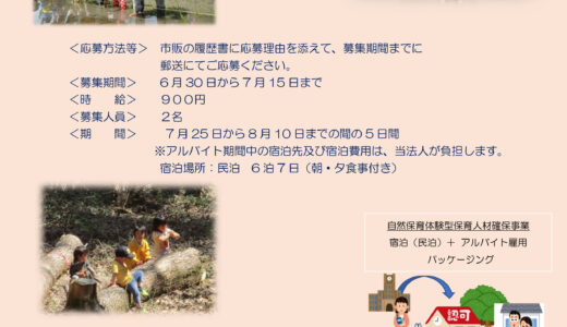 夏休み限定宿泊（民泊）付アルバイト募集